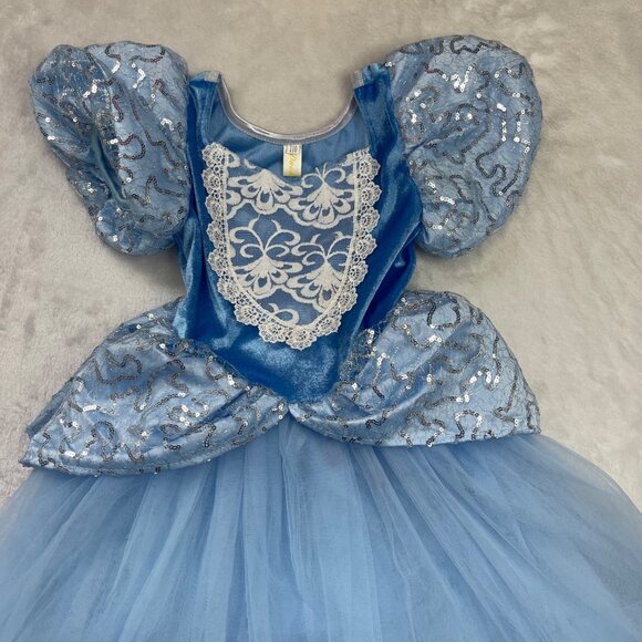 Duokipolla Cinderella Style Dress Up Dress Girls 110cm (US 5) Tulle Blue Sequine - Picture 10 of 16